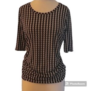 Vince Camuto black and tan printed top large
